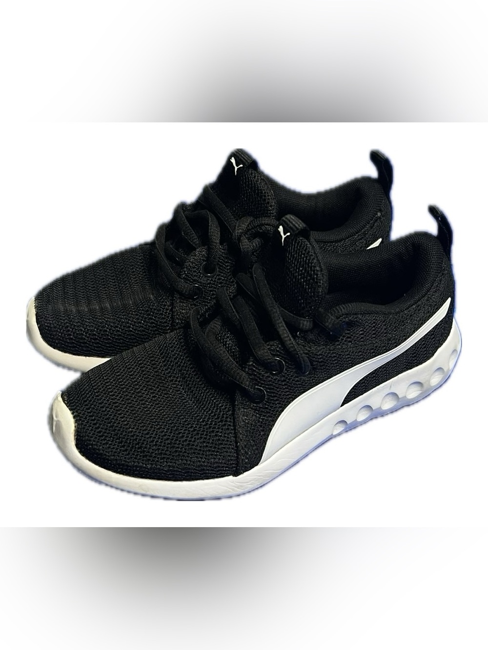 Puma Black Knit Sneakers with White Formstrip